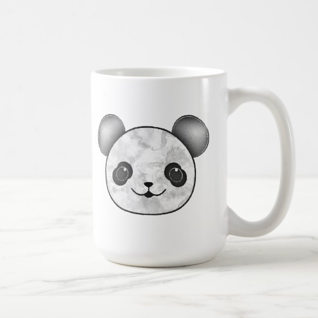 Caneca De Café Kawaii Panda Desenhando Em Preto E Branco (Direita)
