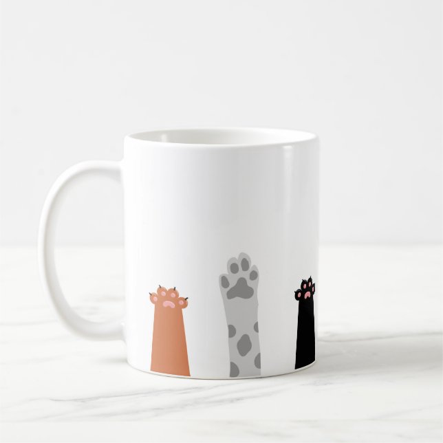 Caneca De Café Kawaii Paws Levantou (Esquerda)