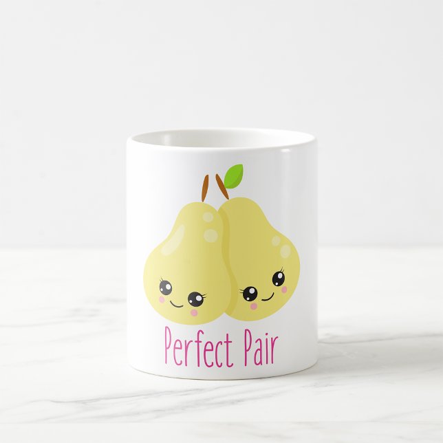 Caneca De Café Kawaii Pear Casal Perfeito Par Funny Pun (Criador carregado)