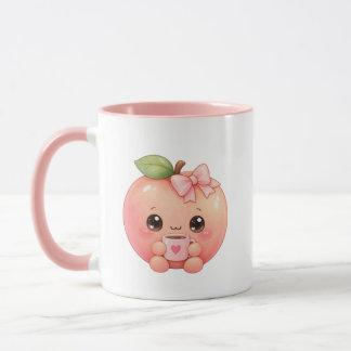 Caneca de Café Kawaii Pêssego Fofa com Xícara de C