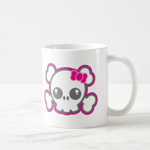 Caneca De Café Kawaii Pink Ribbon Skull Mug