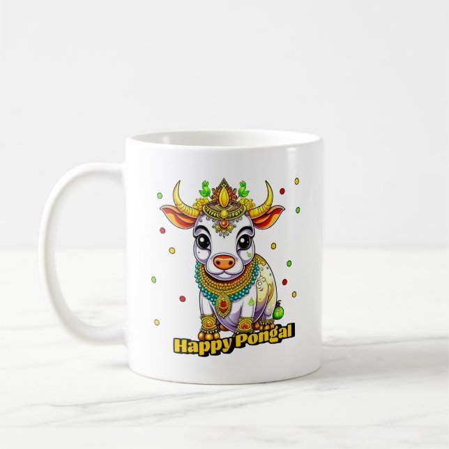 Caneca De Café Kawaii Pongal - Vaca Decorada (Esquerda)