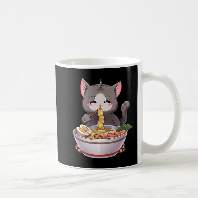 Caneca De Café Kawaii Ramen Cat Anime Comida Japonês Crianças Rap (Direita)