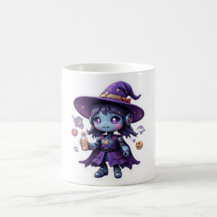 Caneca De Café Kawaii Robot Witch Girl Mug Cute Sci-Fi