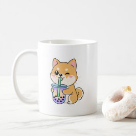 Caneca De Café Kawaii Shiba Inu Boba 🐶🧋 – Cachorro de Chá de Bo
