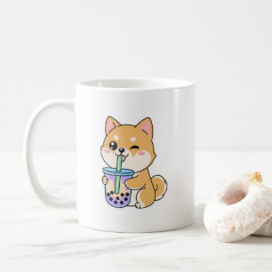 Caneca De Café Kawaii Shiba Inu Boba 🐶🧋 – Cachorro de Chá de Bo