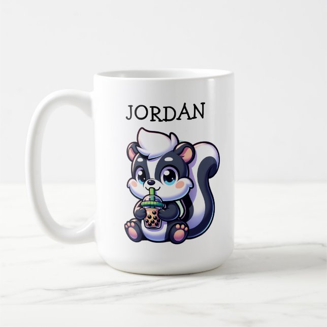 Caneca De Café Kawaii Skunk Bonito com Chá de Bolha Personalizado (Esquerda)