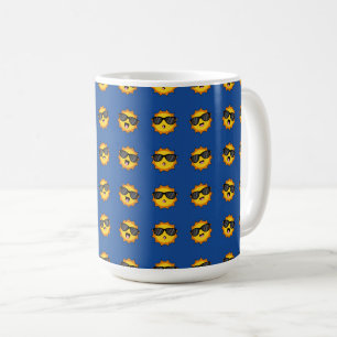 Caneca De Café Kawaii Sun com óculos Sunglass Happy Emoji Faces
