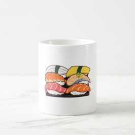 Caneca De Café Kawaii Sushi Set - Atum Salmão - Camarão-Ovo