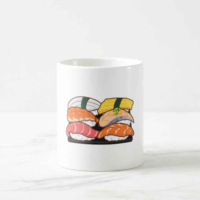 Caneca De Café Kawaii Sushi Set - Atum Salmão - Camarão-Ovo (Centro)