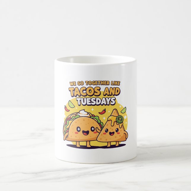 Caneca De Café Kawaii Taco & Nacho | Nós Combinamos Como Tacos (Centro)