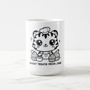 Caneca De Café Kawaii Tiger Baker Mug Personalizado   Cupcake