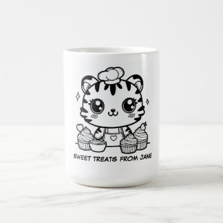 Caneca De Café Kawaii Tiger Baker Mug Personalizado | Cupcake