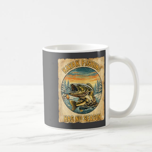 Caneca De Café Kayak Fishing Has No Season Funny Winter Fishing  (Direita)