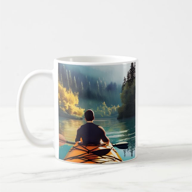 Caneca De Café Kayak mais, se preocupe menos | Citação e Arte (Esquerda)