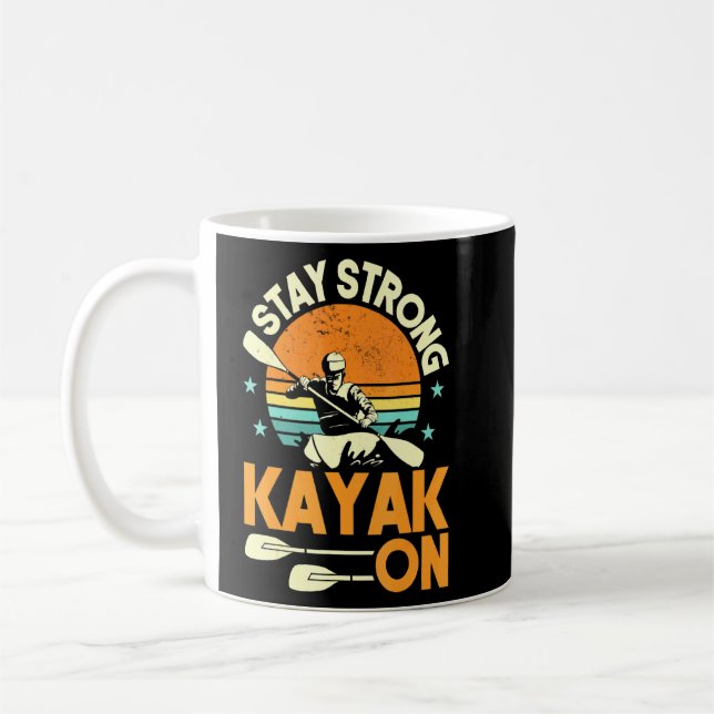 Caneca De Café Kayaking Continue Forte Kayak No Sunset Da Volta V (Esquerda)