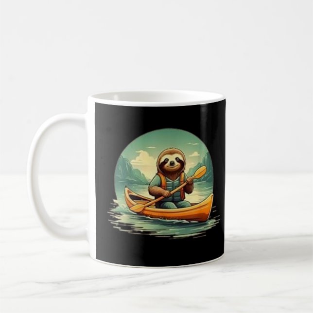 Caneca De Café Kayaking Sloth Canoé Amam Animais Engraçados Vinta (Esquerda)