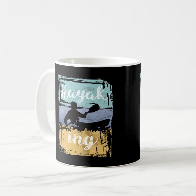 Caneca De Café Kayaking Tee - Vintage Retro Kayak (Frente Esquerda)