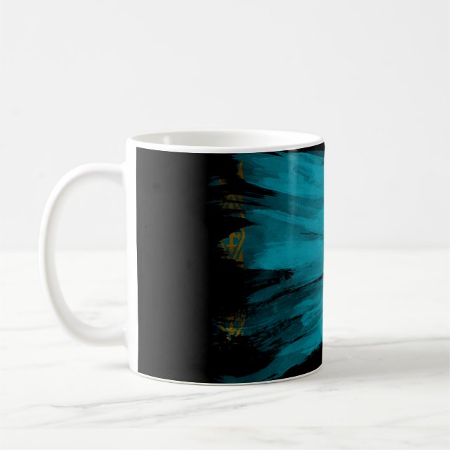 Caneca De Café Kazakhstan flag brush stroke, national flag (Esquerda)