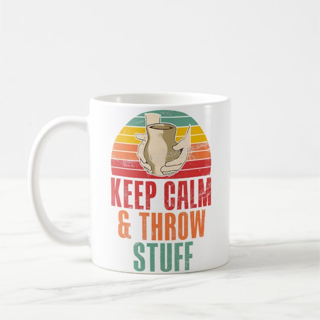 Caneca De Café Keep Calm And Throw Stuff Funny Pottery (Esquerda)