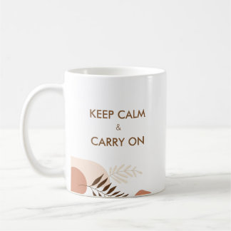 Caneca De Café Keep Calm & Carry On Moderno Chic Personalizado