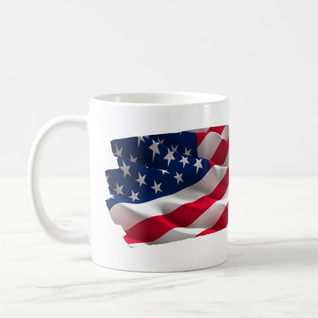 Caneca De Café keep calm quote and vibrant american flag (Esquerda)