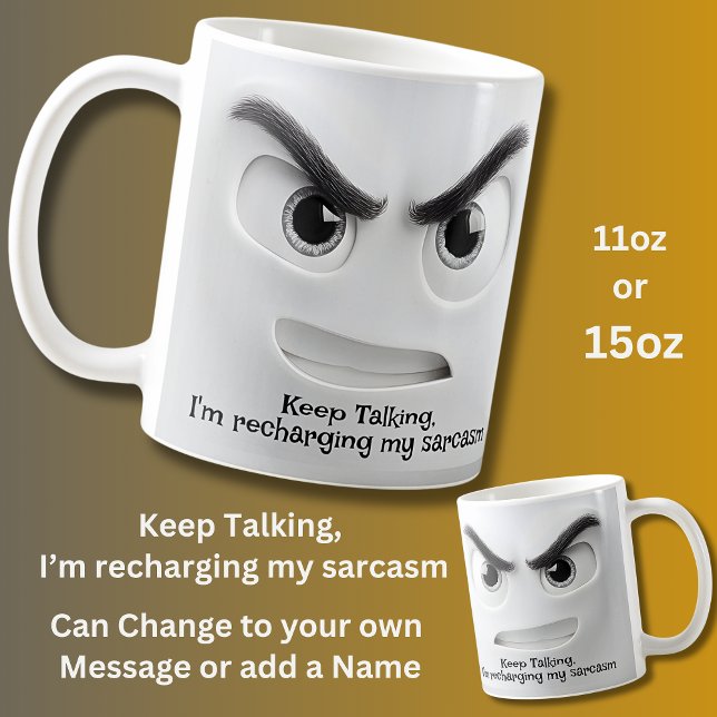 Caneca De Café Keep Talking, Add Name Message Expressive Face  (Criador carregado)