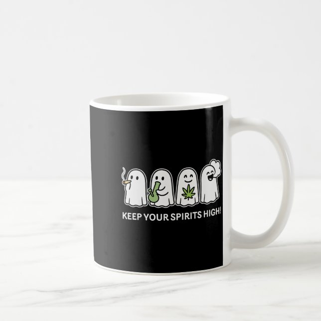 Caneca De Café Keep Your Srits High Ghost Smoking Weed Halloween  (Direita)