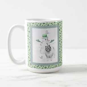Caneca De Café Keeshond Christmas Snowman Pinting Art
