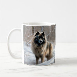 Caneca De Café Keeshond Deixe Nevar Natal