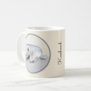 Caneca De Café Keeshond Dormindo Puppy Pintura Original