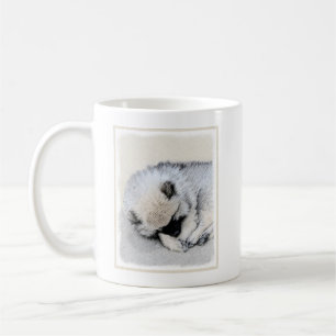 Caneca De Café Keeshond Dormindo Puppy Pintura Original