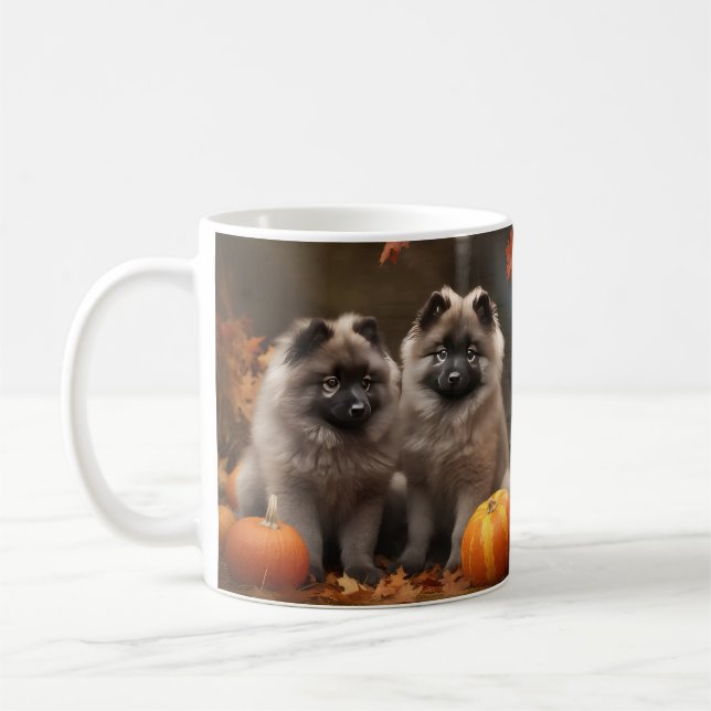 Caneca De Café Keeshond Puppy Autumn Delight Pumpkin (Esquerda)