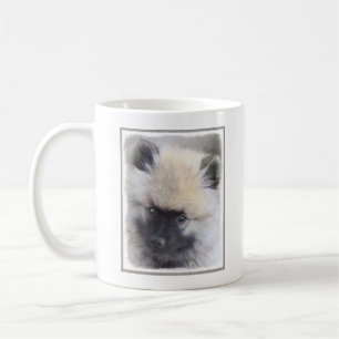Caneca De Café Keeshond Puppy Painting - Arte de Cachorro Origina