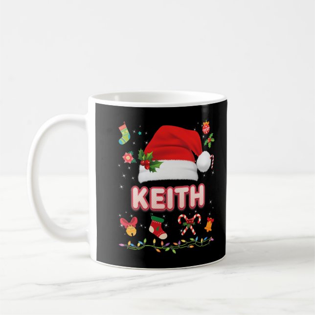 Caneca De Café Keith Santa Claus Hat Family Feliz Natal Natal (Esquerda)