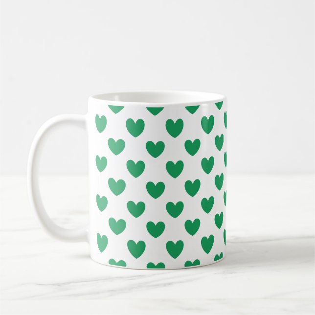 Caneca De Café Kelly Green Polka Hearts em branco (Esquerda)