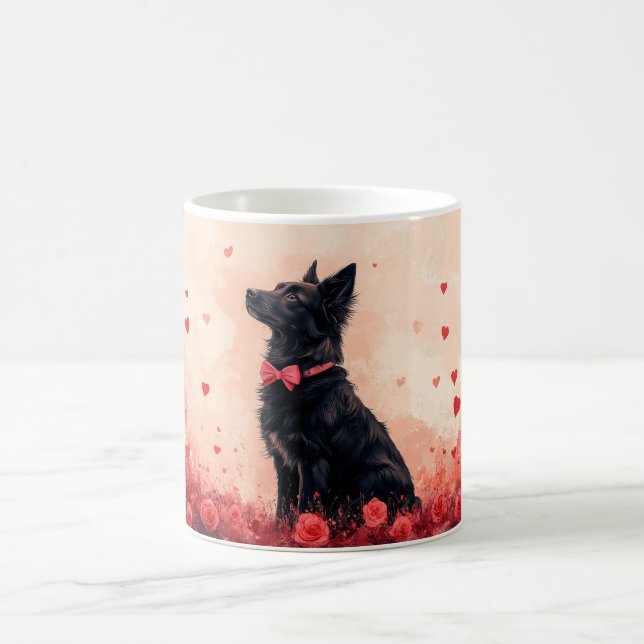Caneca De Café Kelpie Australiano com Rosas - Dia dos Namorados (Centro)