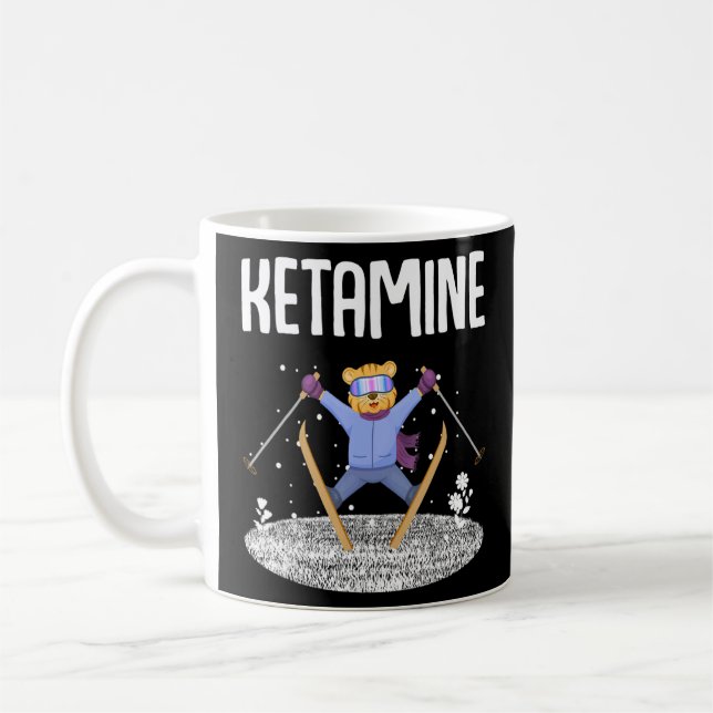 Caneca De Café Ketamina - Urso Pulsante Branco (Esquerda)