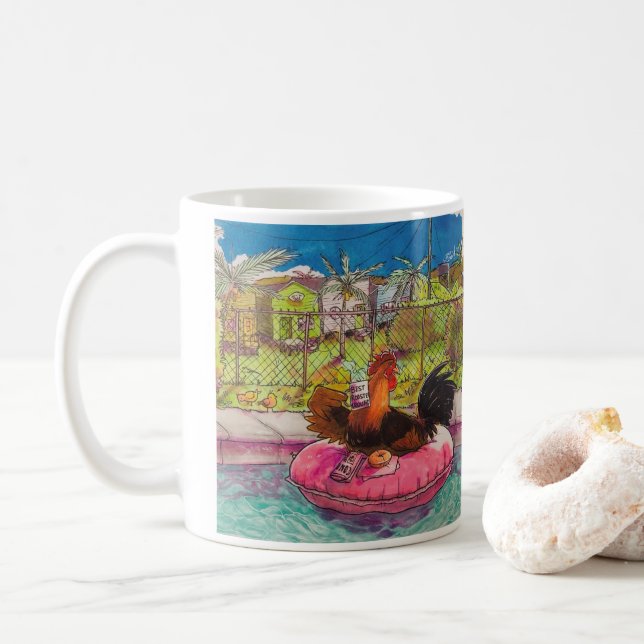 Caneca De Café Key West Rooster Mug (Com Donut)