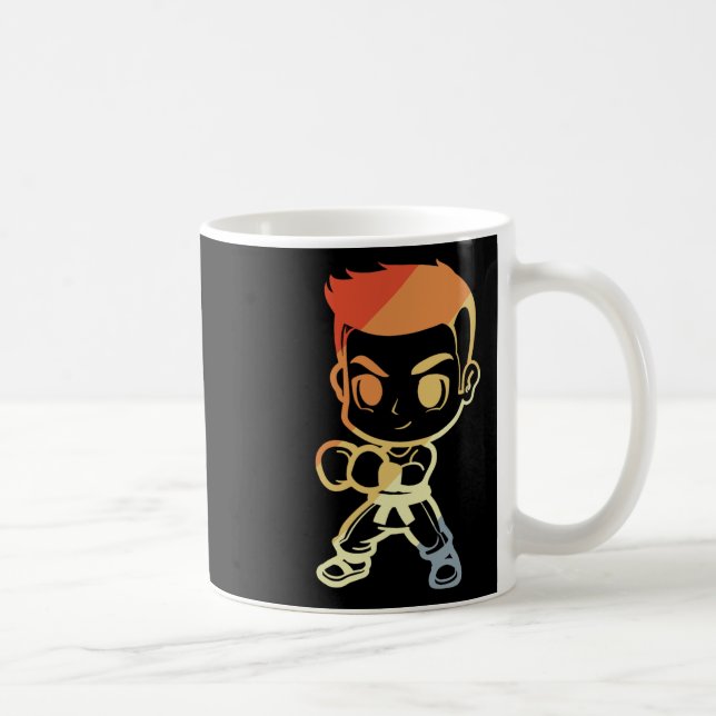Caneca De Café Kickboxing Boy Cartoon Look Kickboxer Karate  (Direita)