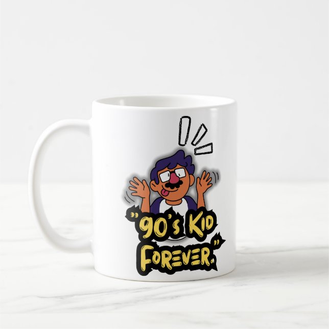 Caneca De Café Kid Forever, de 90 anos - Nostalgia Cartoon Editio (Esquerda)