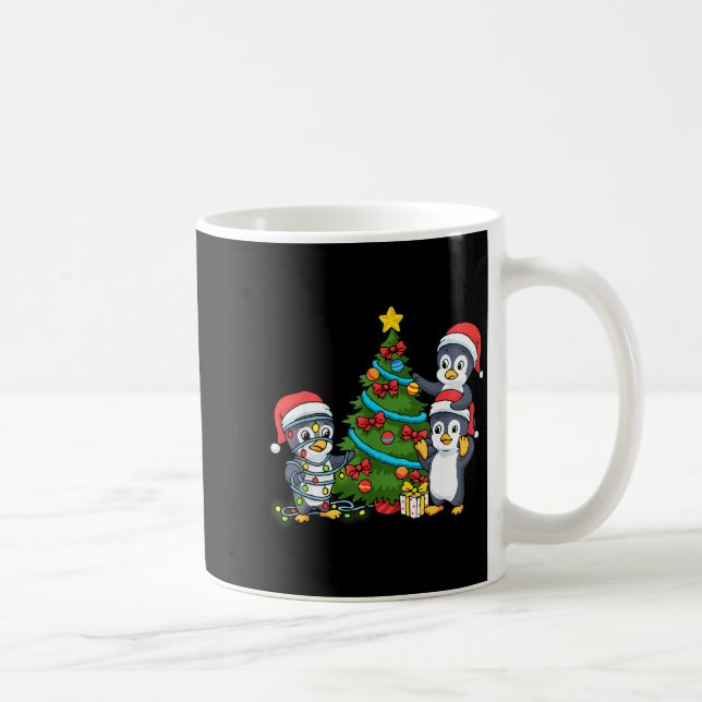 Caneca De Café Kids Christmas Penguin Christmas Tree Lights Baubl (Direita)