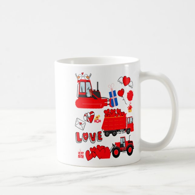 Caneca De Café Kids Construction Vehicle Valentine Crane Truck Cu (Direita)