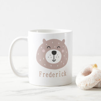 Caneca De Café Kids Cute Scandi Bear Nome Personalizado