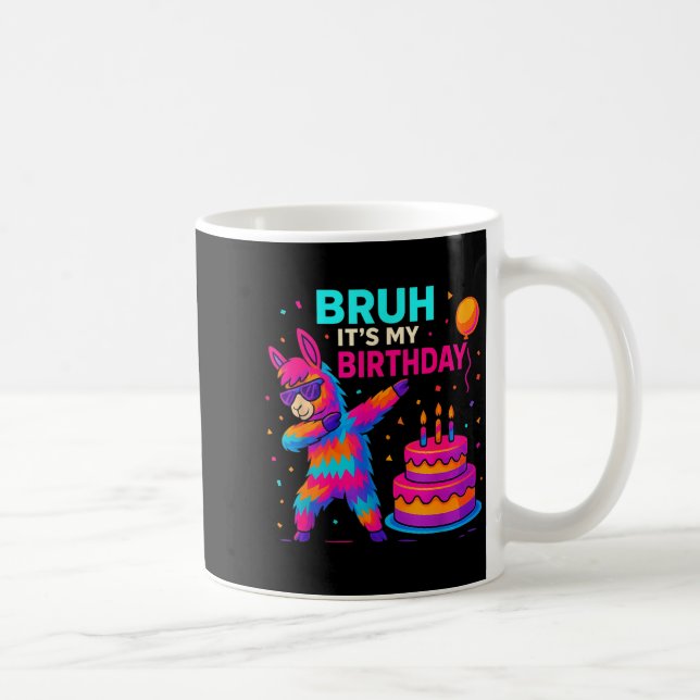 Caneca De Café Kids Dabbing Llama Birthday Funny Bday Party Tee  (Direita)