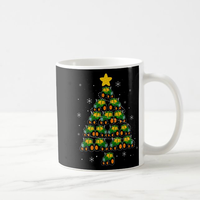 Caneca De Café Kids Men Women Tractor Christmas Tree Farmer Xmas  (Direita)