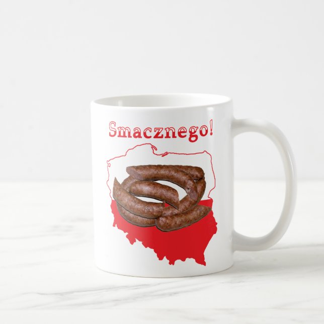 Caneca De Café Kielbasa Smacznego Mapa Polonês (Direita)