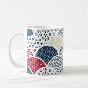Caneca De Café Kimono Line Art: Padrão Geométrico Tradicional