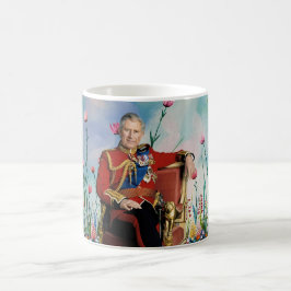 Caneca De Café King Charles III com fundo de Primavera Garden