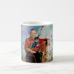 Caneca De Café King Charles III com fundo de Primavera Garden